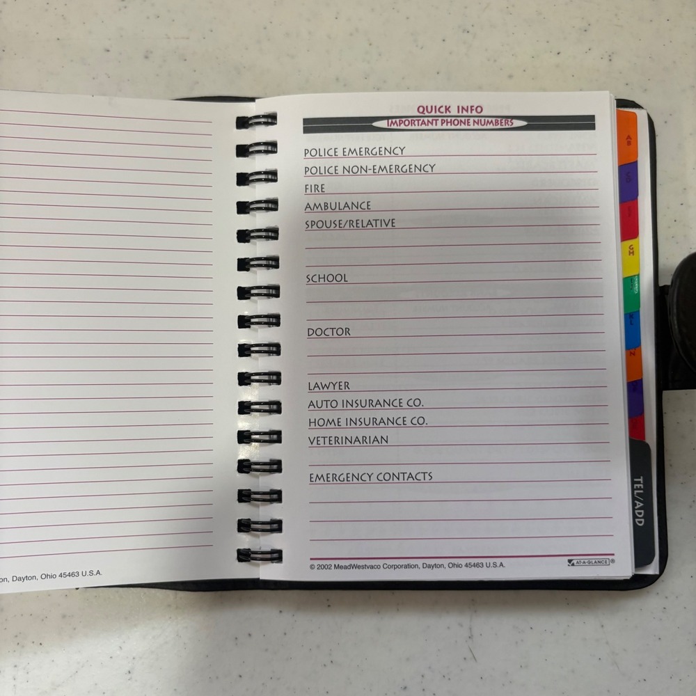 NEW Mead Cambridge Fat Little Day Planner Undated Organizer Black Vintage 2001 - Picture 8 of 15